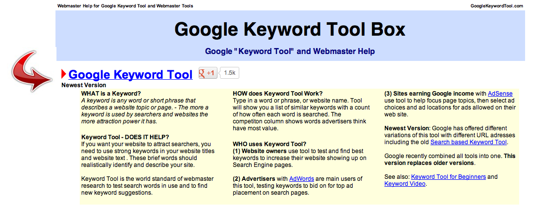 keyword search google tool